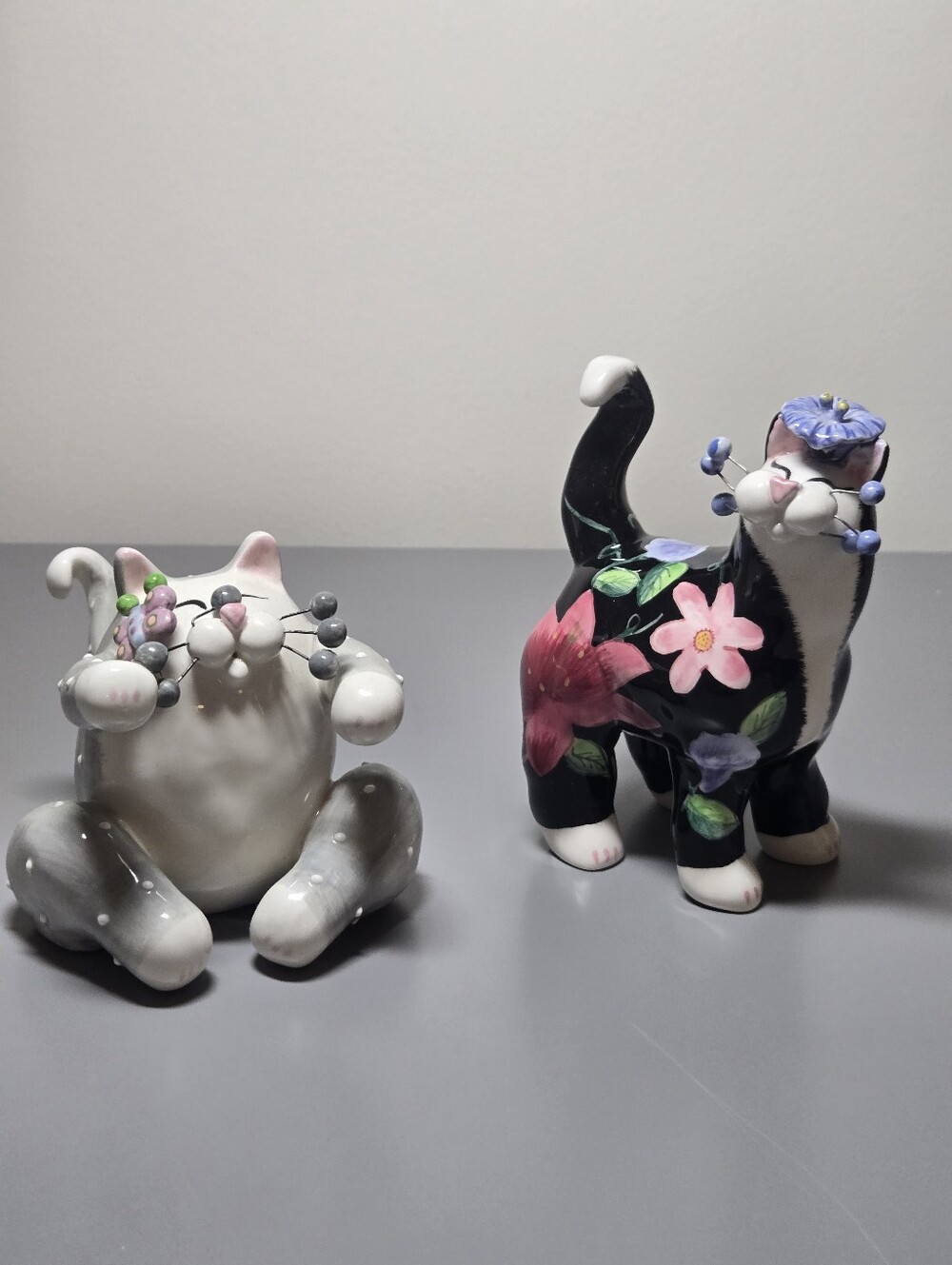 Set Of 2 Vintage 2002 2003 Amy Lacombe Whimsiclay Cat Figurines By Annaco Charm